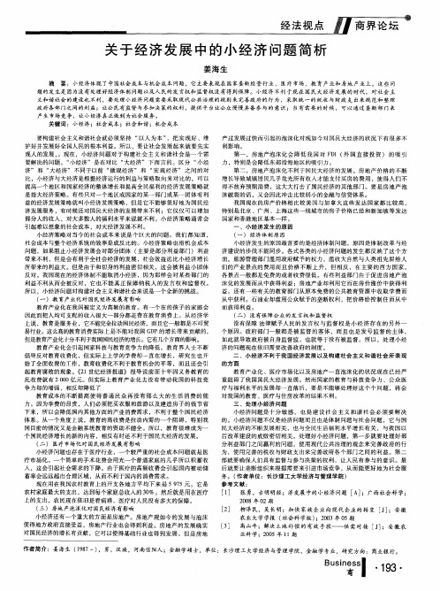 关于经济发展中的小经济问题简析