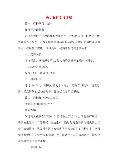 关于标杆学习计划