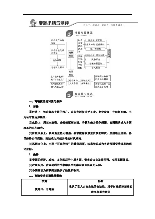 2019-2020学年高中历史人民版选修1教学案：专题二 专题小结与测评 Word版含答案