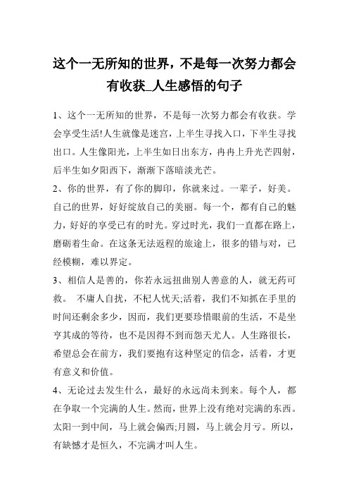 这个一无所知的世界,不是每一次努力都会有收获_人生感悟的句子