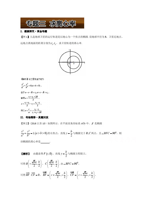 备战2017高考黄金100题解读与扩展系列之圆锥曲线：专题三  求离心率 含解析