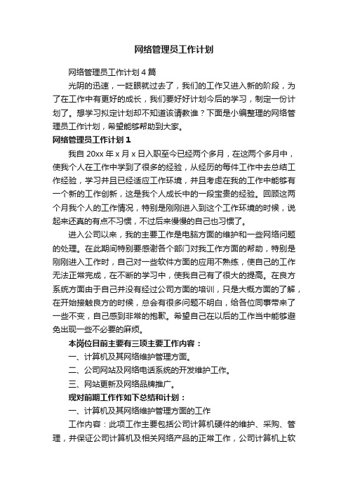 网络管理员工作计划