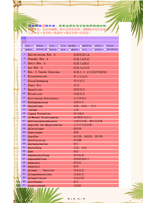 真人语音朗读德语,德语汽车翻译中挑选的单词,打印格式免费下载