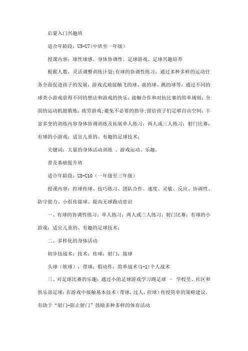 足球青训课程