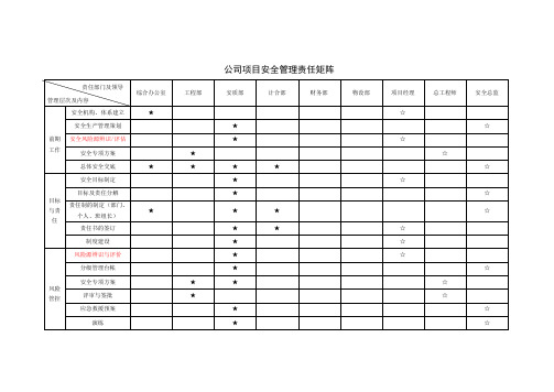 公司项目安全管理责任矩阵