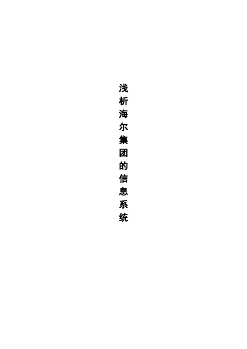 浅析海尔集团信息系统