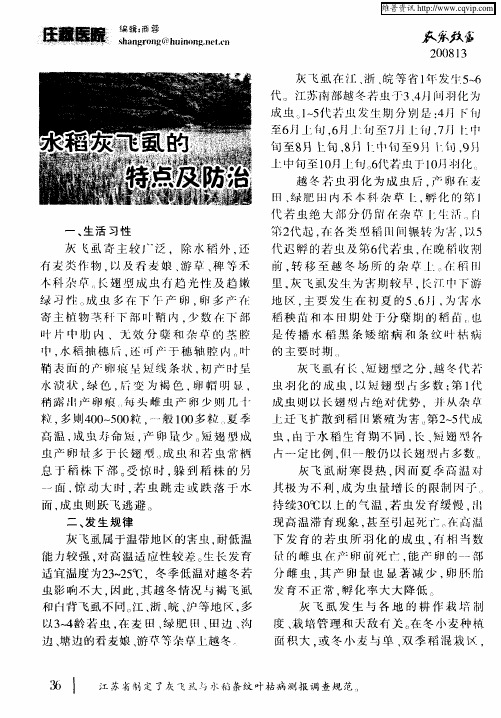 水稻灰飞虱的特点及防治