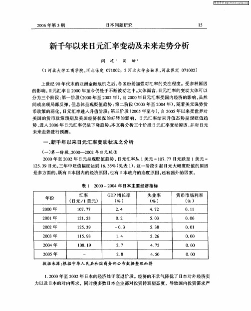 新千年以来日元汇率变动及未来走势分析