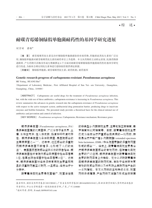 耐碳青霉烯铜绿假单胞菌耐药性的基因学研究进展