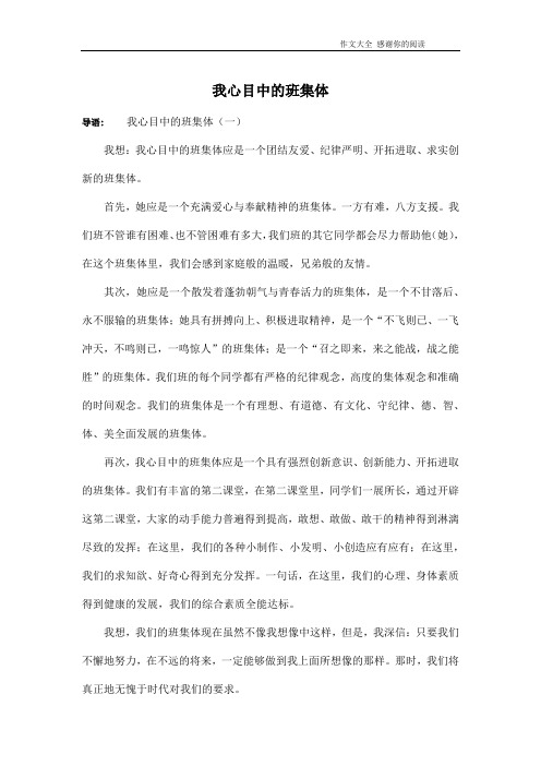 我心目中的班集体
