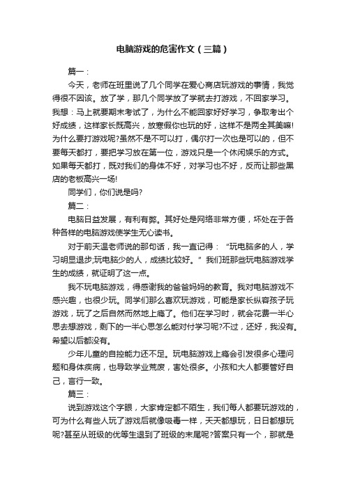 电脑游戏的危害作文（三篇）