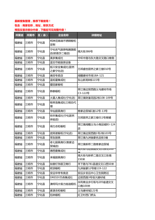 新版福建省三明市宁化县橱柜企业公司商家户名录单联系方式地址大全39家