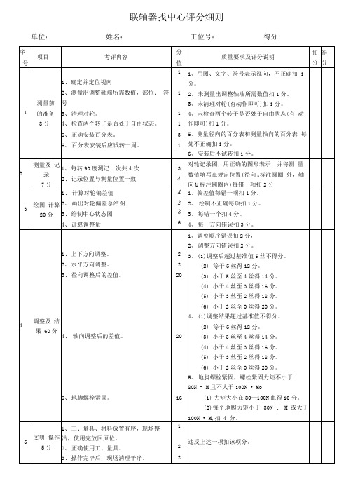 联轴器找中心评分标准