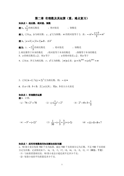 第二章 有理数及其运算(重、难点复习)