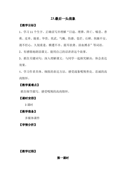 《最后一头战象》导学案