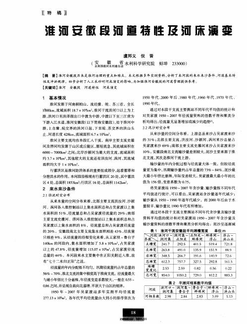 淮河安徽段河道特性及河床演变