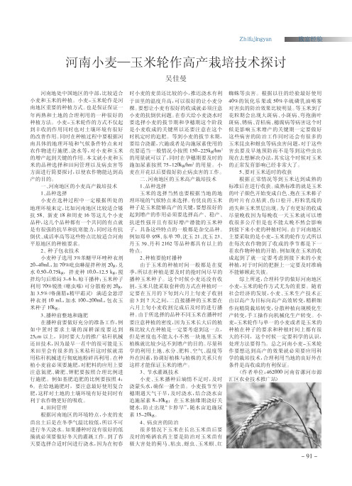 河南小麦—玉米轮作高产栽培技术探讨