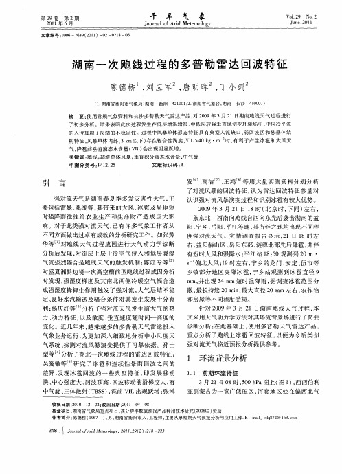 湖南一次飑线过程的多普勒雷达回波特征