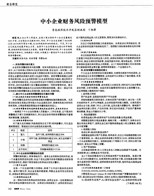 中小企业财务风险预警模型