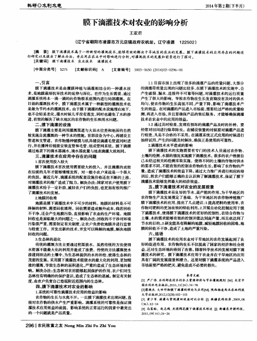 膜下滴灌技术对农业的影响分析