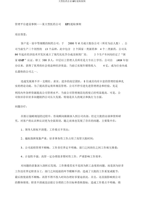 大型医药企业KPI提取案例