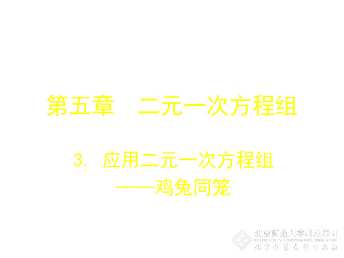 北师大版八年级上册应用二元一次方程组——鸡兔同笼“鸡兔同笼”精品课件