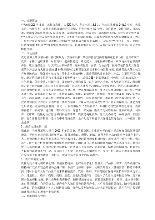 筹建养鹿场的可行性分析报告