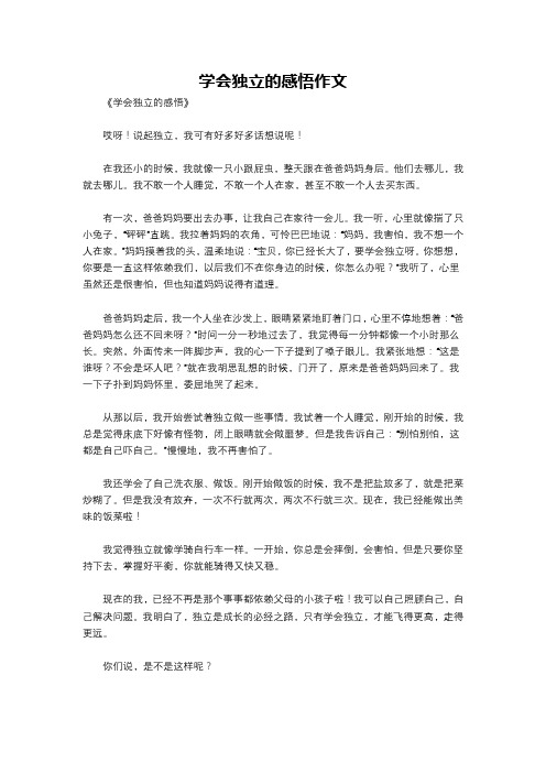 学会独立的感悟作文