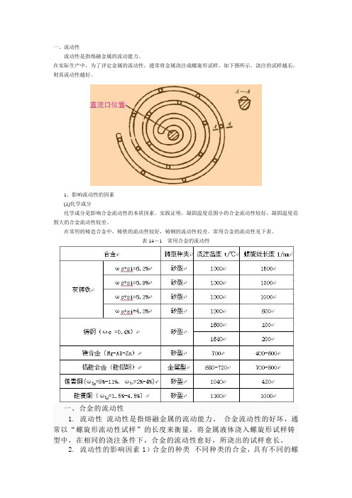 第三节 金属的铸造性能-流动性