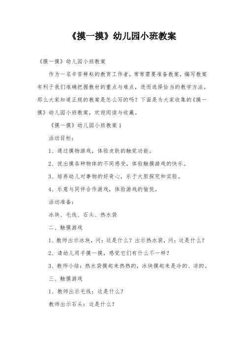 《摸一摸》幼儿园小班教案