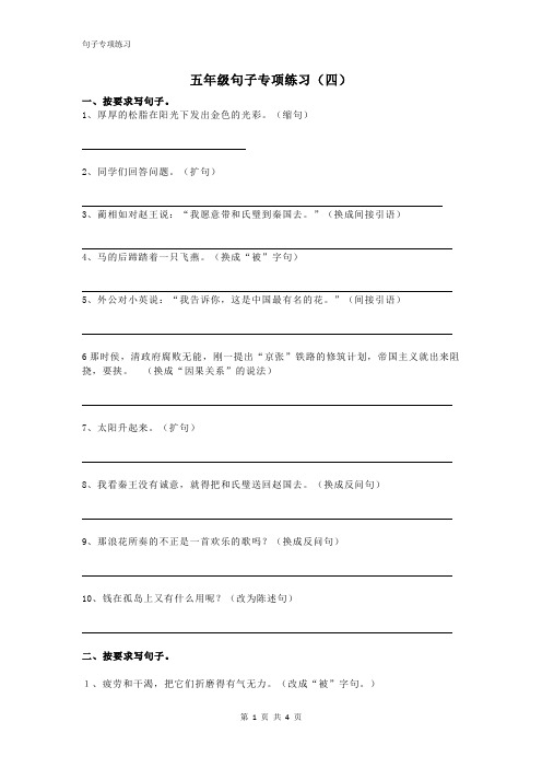 句子专项练习(四)