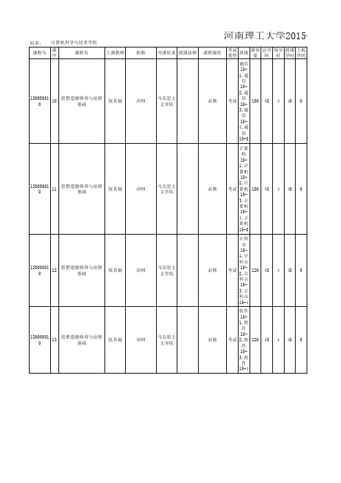 课程清单_计算机科学与技术学院
