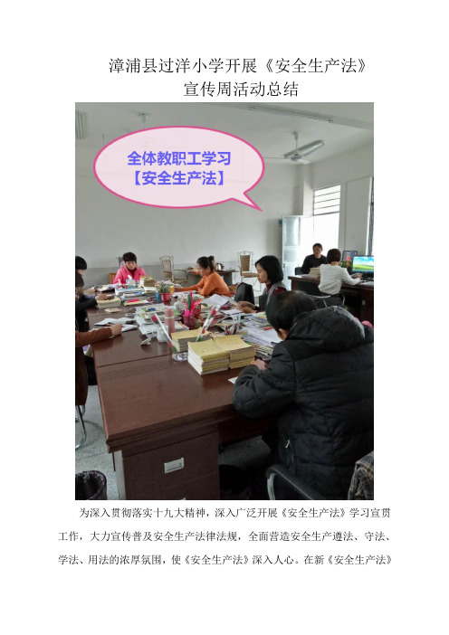漳浦县过洋小学《安全生产法》宣传周活动总结