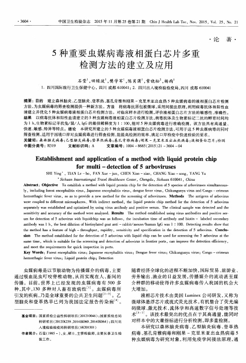 5种重要虫媒病毒液相蛋白芯片多重检测方法的建立及应用