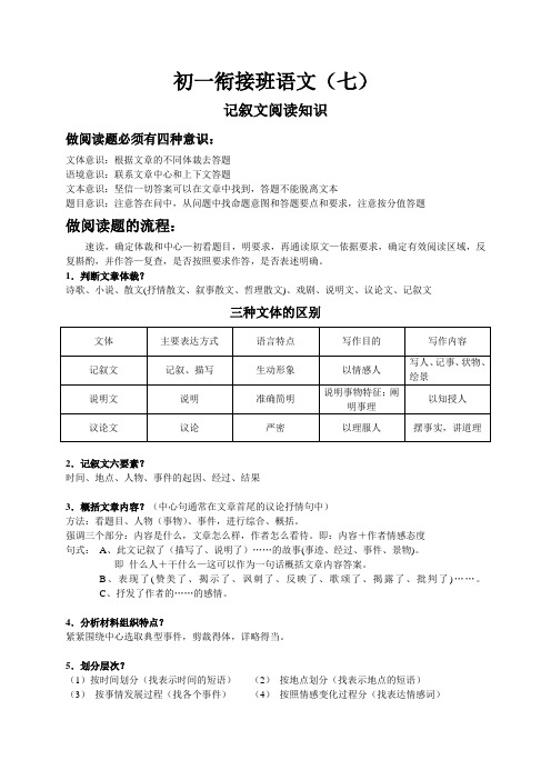 初一语文衔接班讲义(七)