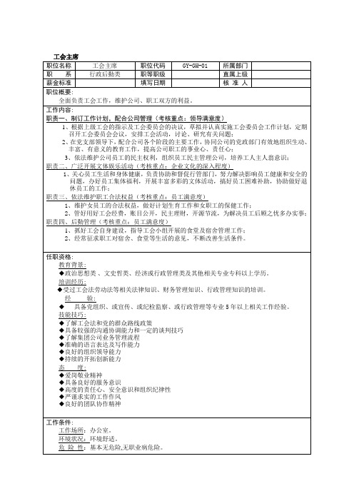 工会主席绩效考核指标.