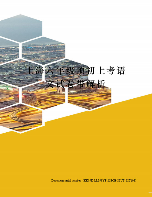 上海六年级预初上考语文试卷带解析