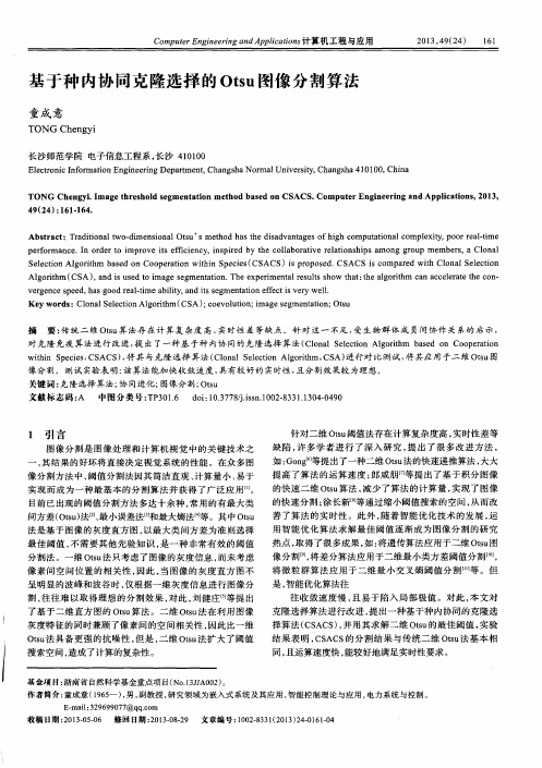 基于种内协同克隆选择的Otsu图像分割算法