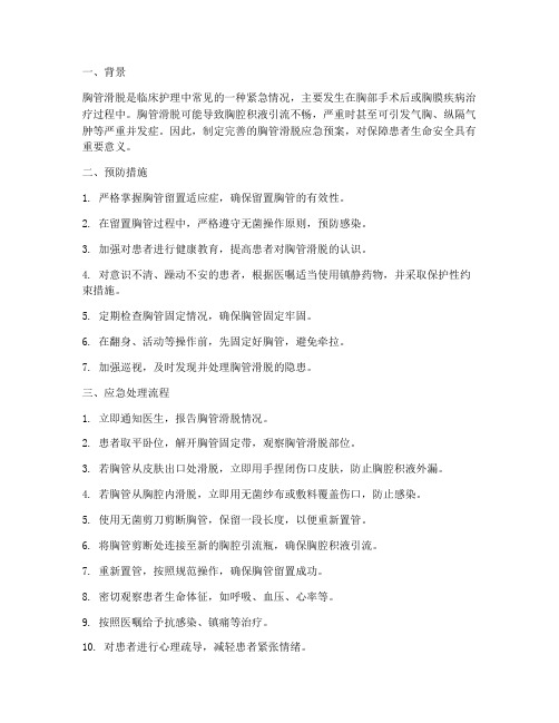 胸管滑脱应急预案总结