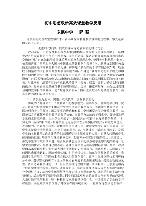 初中思想政治高效课堂教学反思