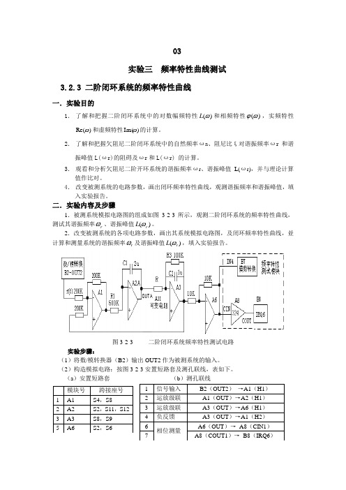 实验三频率特性曲线测试