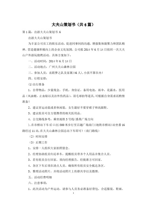 大夫山策划书(共6篇)