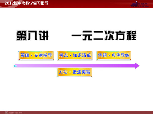 2012版中考数学精品课件(含10 11真题)第8讲一元二次方程(51张)