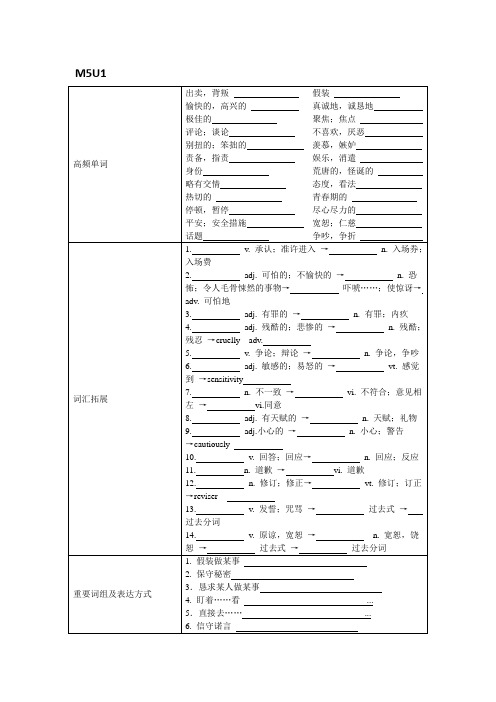 M5M6词汇自测(去答案版)
