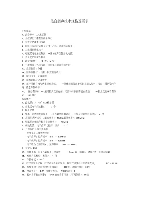 黑白超声技术规格及要求