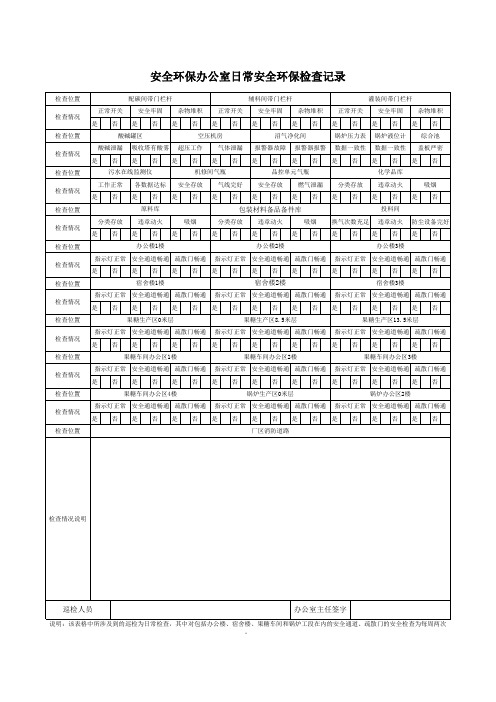 安全环保办公室日常巡检表格