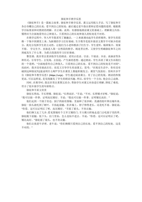 骆驼和羊教学反思