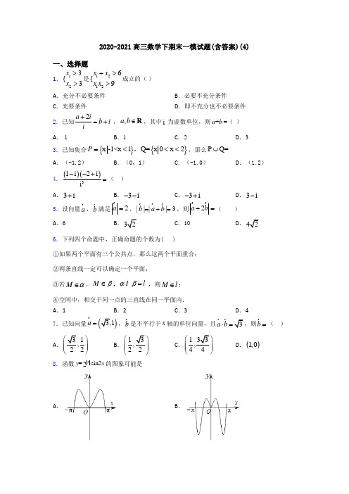 2020-2021高三数学下期末一模试题(含答案)(4)