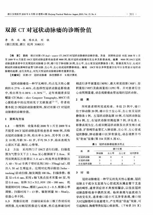 双源CT对冠状动脉瘘的诊断价值