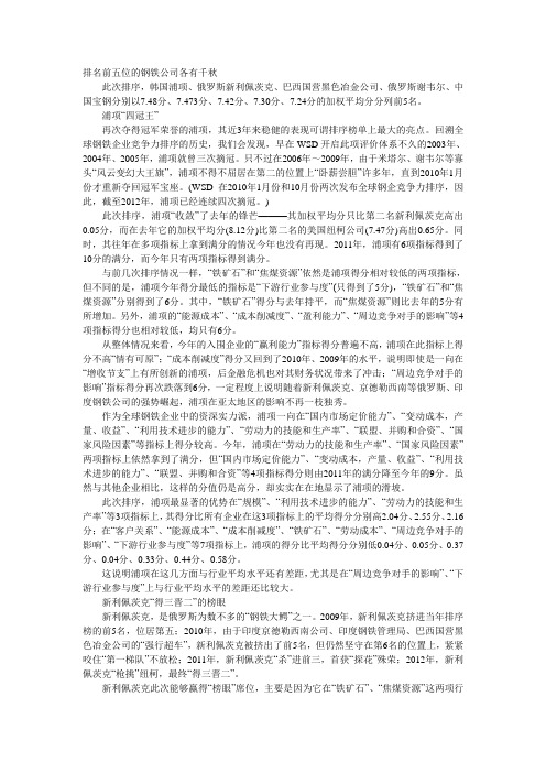 2012年入选的钢铁公司